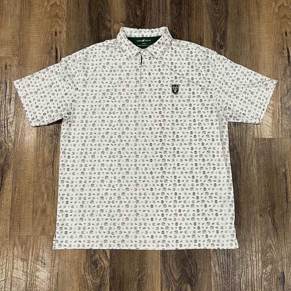 Tulane Green Wave Polo XL Football Print Horn Legend Bamboo Golf Logo College